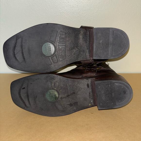 Vintage Wrangler Harness Boots Men’s 8 Brown Leather Ankle Engineer Biker Boots - Picture 5 of 9